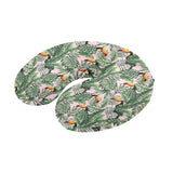 Toucan tropical green jungle palm pattern U-Shaped Travel Neck Pillow