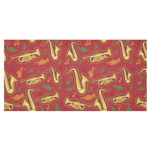 Saxophone cornet pattern red background Tablecloth