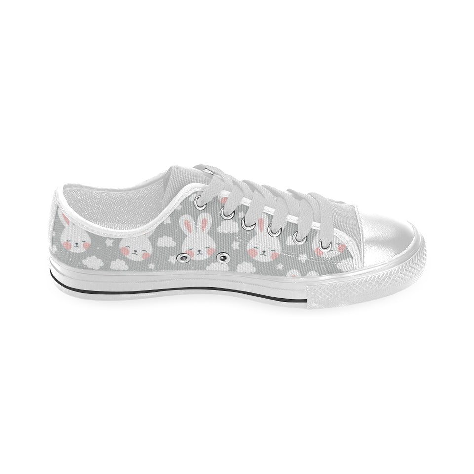 Rabbit cloud Pattern Men's Low Top Shoes White