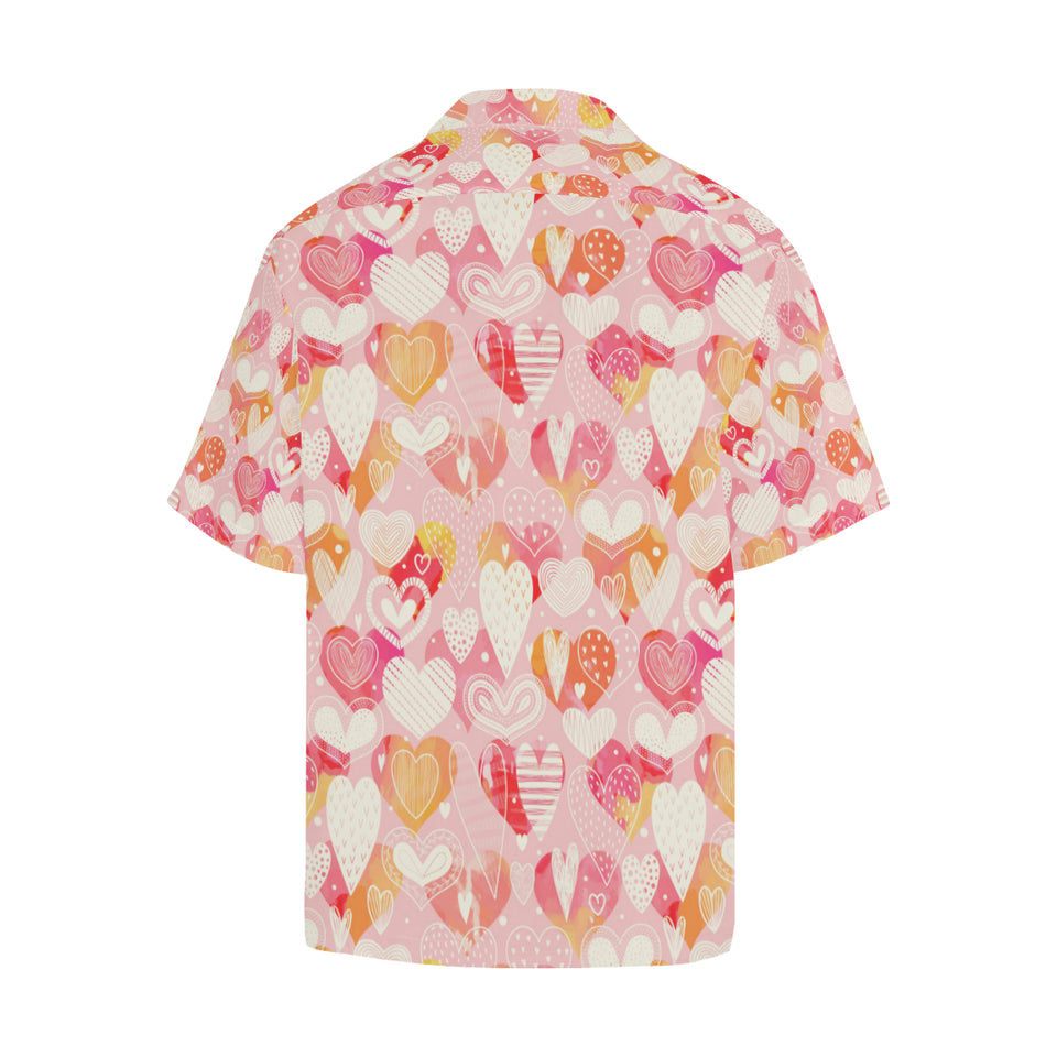 Hand drawn heart design pattern Men's All Over Print Hawaiian Shirt