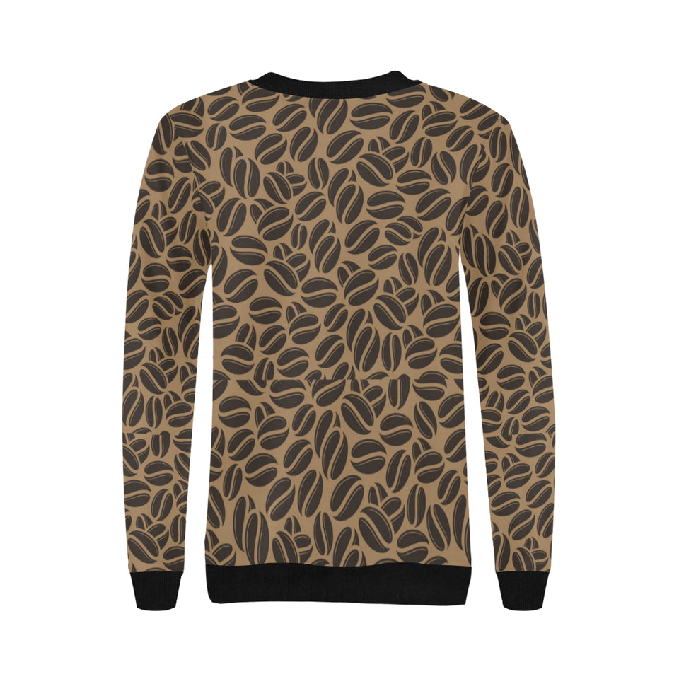 Coffee bean on brown background Women's Crew Neck Sweatshirt
