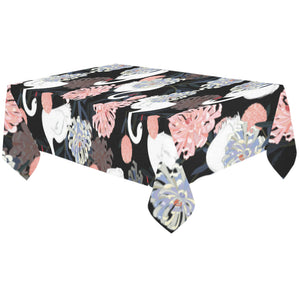 white swan blooming flower pattern Tablecloth