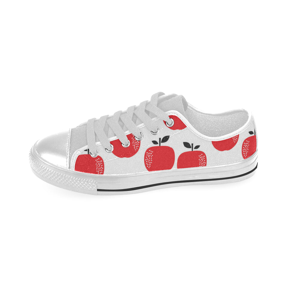red apples white background Men's Low Top Shoes White