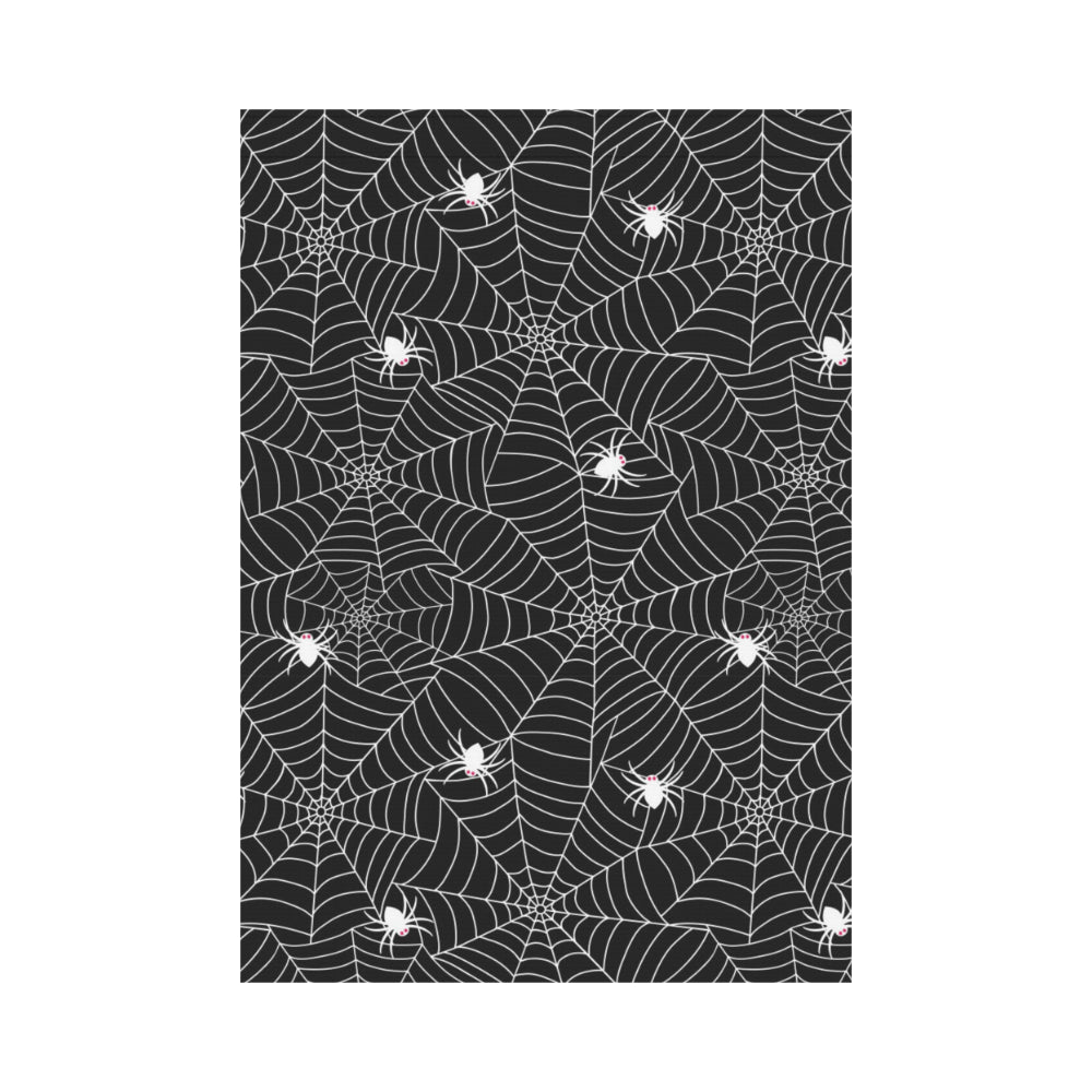 Spider web design pattern Black background white c House Flag Garden Flag