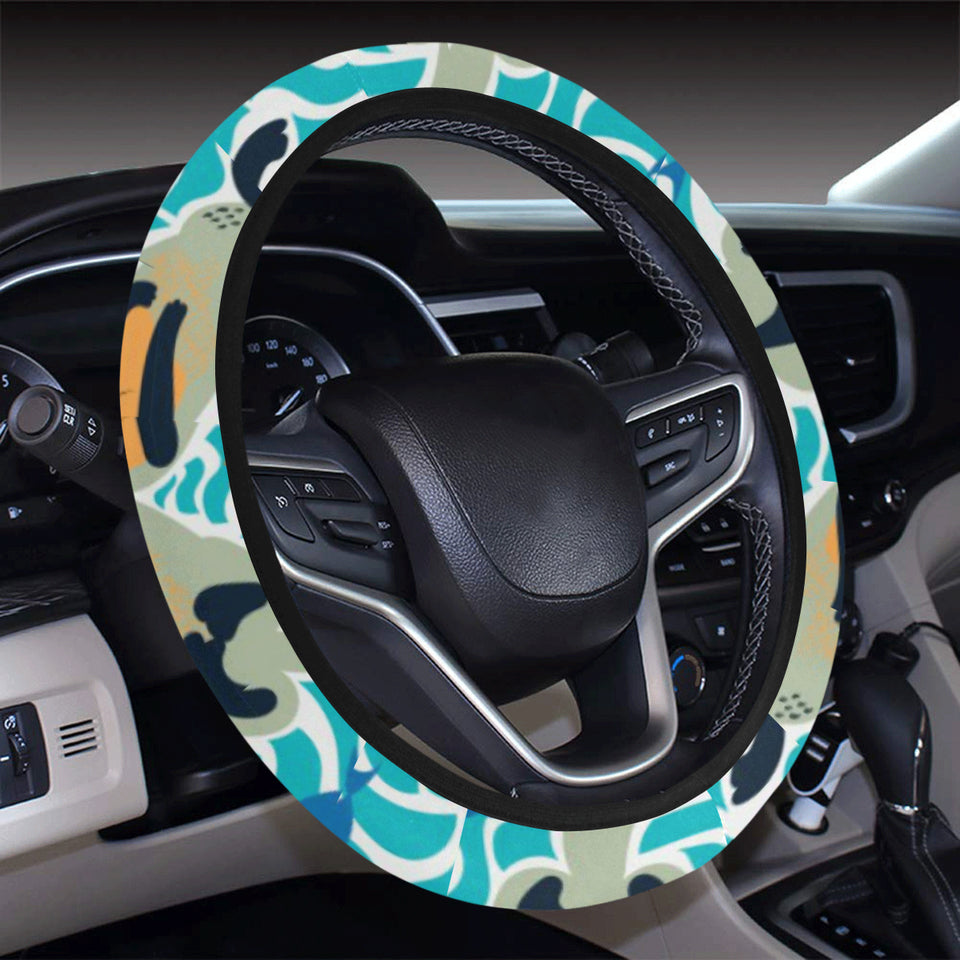 Cute sea otters fishe sea urchin pattern Car Steering Wheel Cover