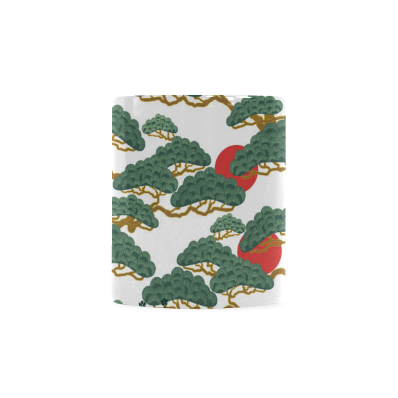 Bonsai red sun japanese pattern Classical White Mug (Fulfilled In US)