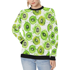 Watercolor kiwi pattern Women's Crew Neck Sweatshirt