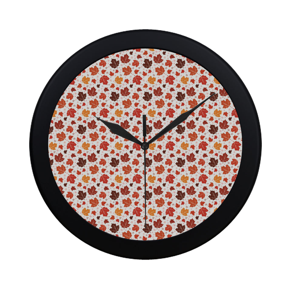 Colorful Maple Leaf pattern Elegant Black Wall Clock