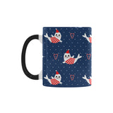 Cute sea lion seal christmas hat candy cane heart Morphing Mug Heat Changing Mug