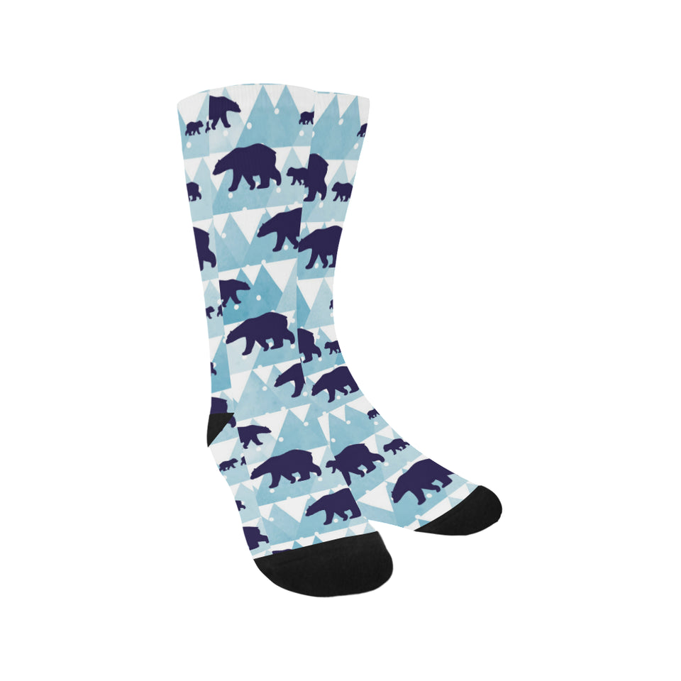 polar bear winter snow pattern Crew Socks
