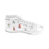 windmill design pattern Men's High Top Canvas Shoes White