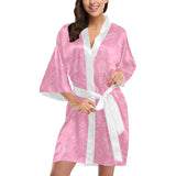 Sweet candy pink background Women's Short Kimono Robe