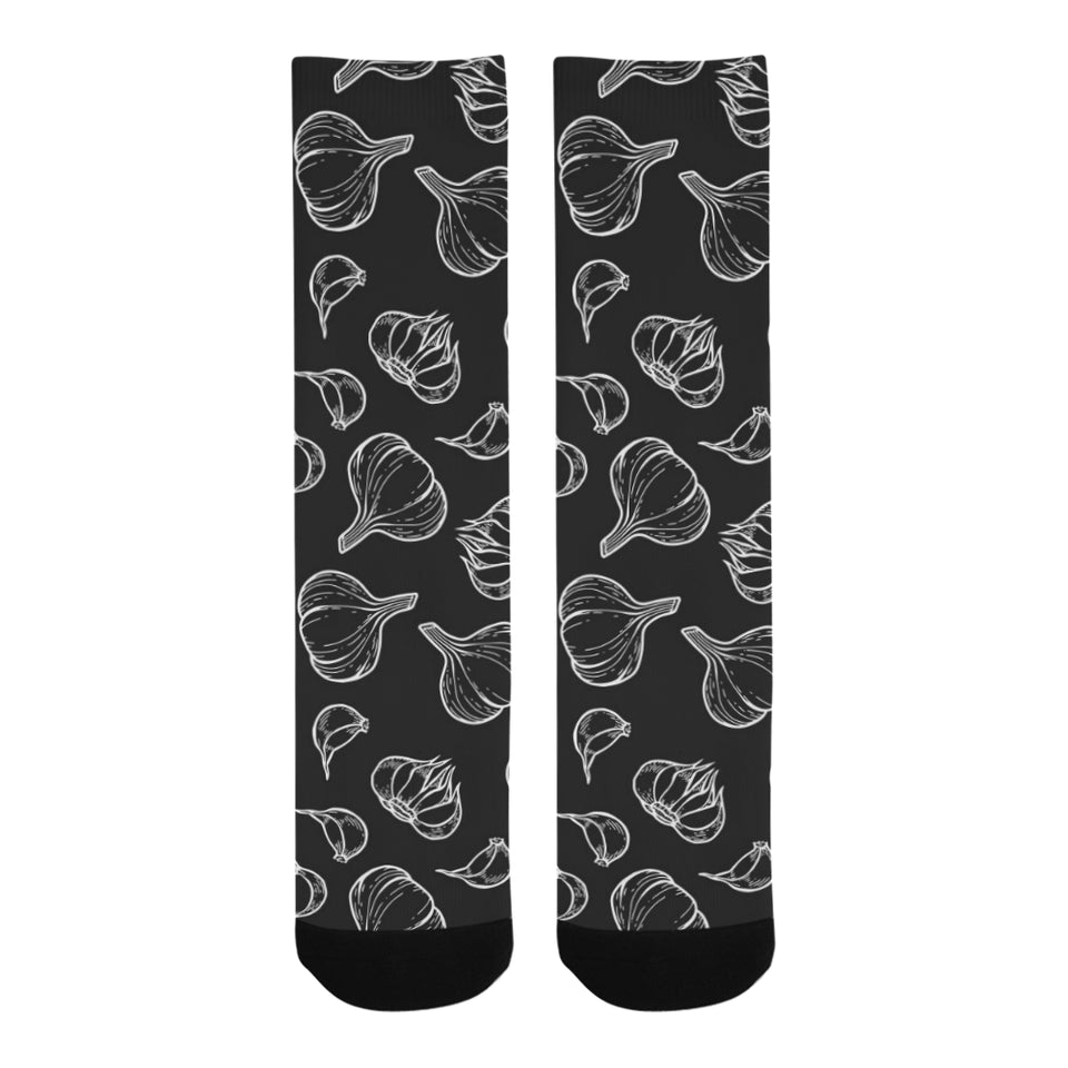 Garlic pattern black background Crew Socks