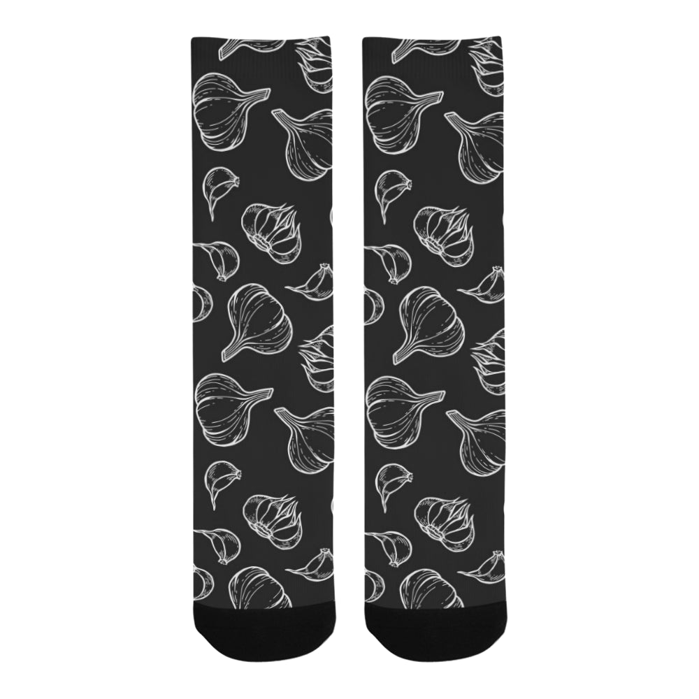 Garlic pattern black background Crew Socks