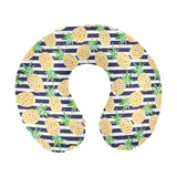 Pineapples pattern striped background U-Shaped Travel Neck Pillow