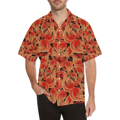 Fire flame pattern Men's All Over Print Hawaiian Shirt
