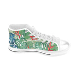 heliconia palm and monstera  leaves pattern Men's High Top Canvas Shoes White