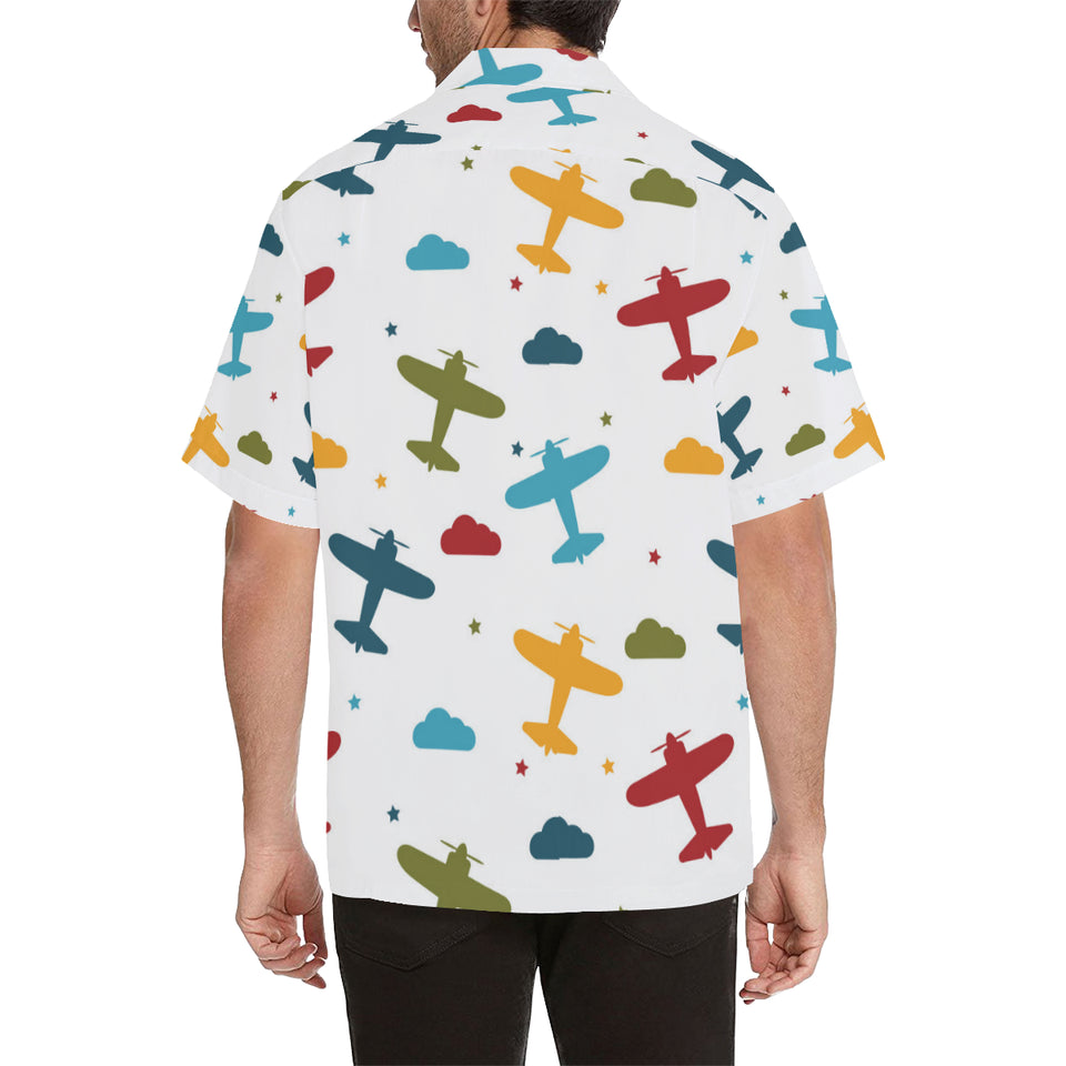 Airplane star cloud colorful Men's All Over Print Hawaiian Shirt
