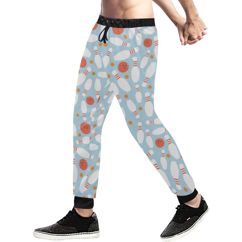 Bowling ball bowling pins blue blackground Unisex Casual Sweatpants