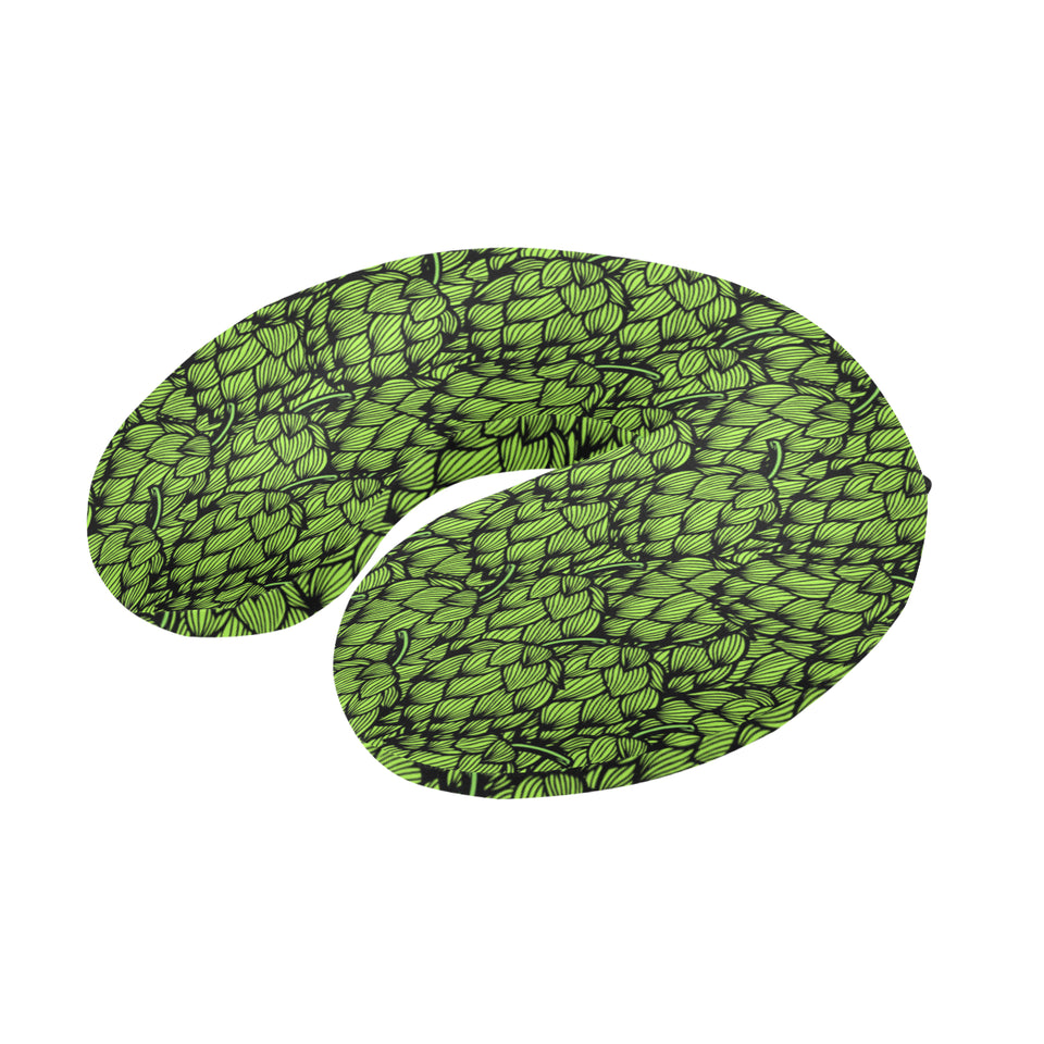 Green hop pattern U-Shaped Travel Neck Pillow