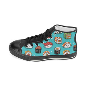 Cute sushi pattern Women's High Top Canvas Shoes Black