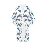 Dolphins pattern dotted background Women's Short Kimono Robe