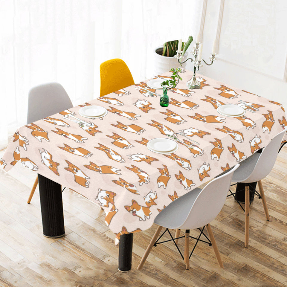 Cute Corgis Pattern pink background Tablecloth