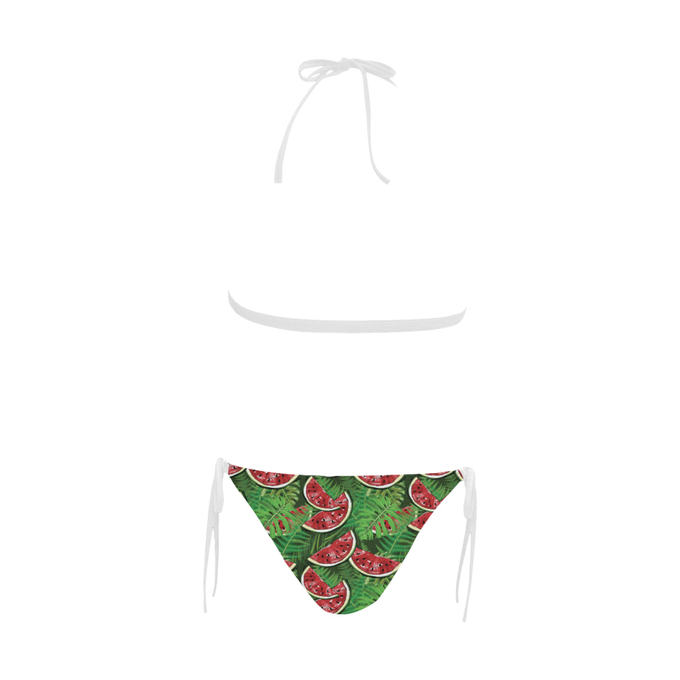 Watermelons tropical palm leaves pattern backgroun Sexy Bikinis Two-Piece Swimsuits