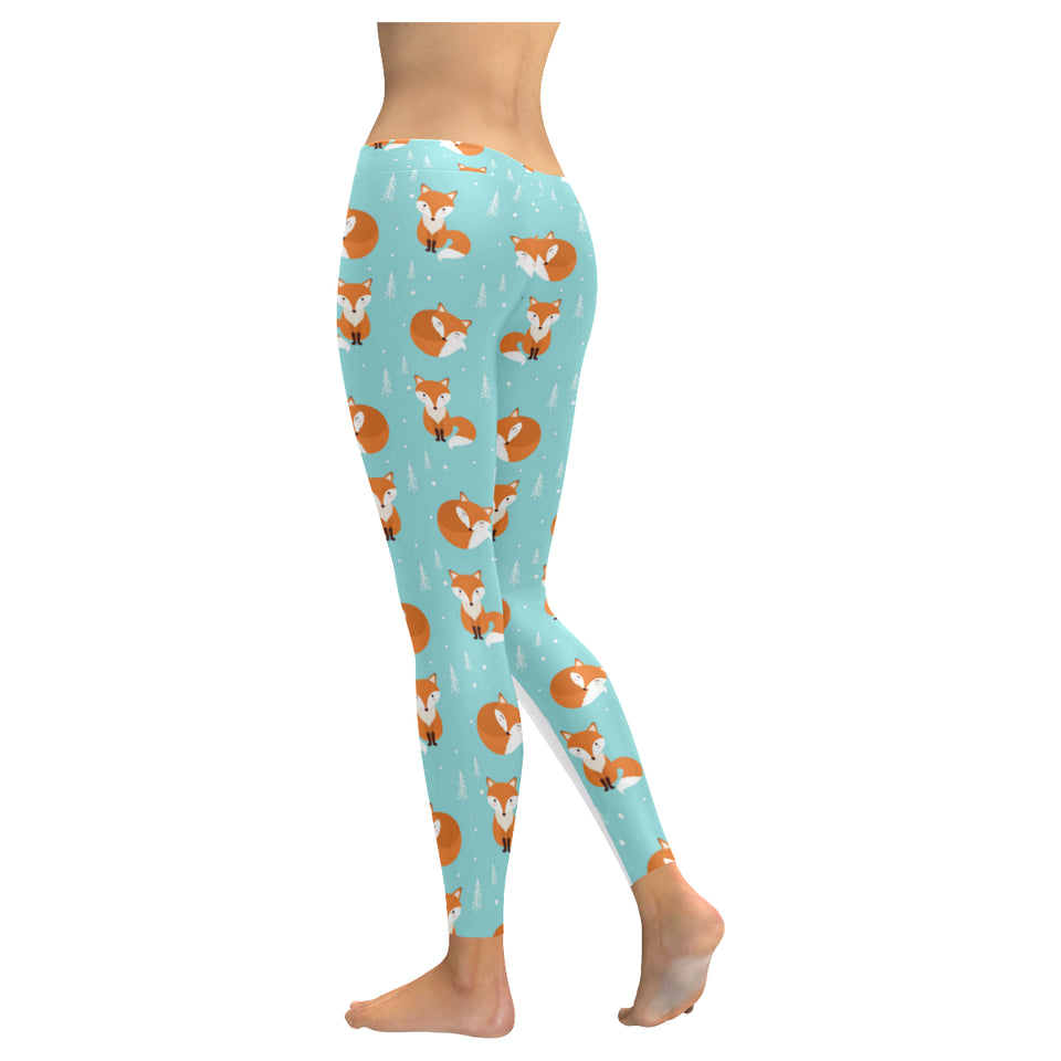 Fox pattern blue b ackground Women's Legging Fulfilled In US