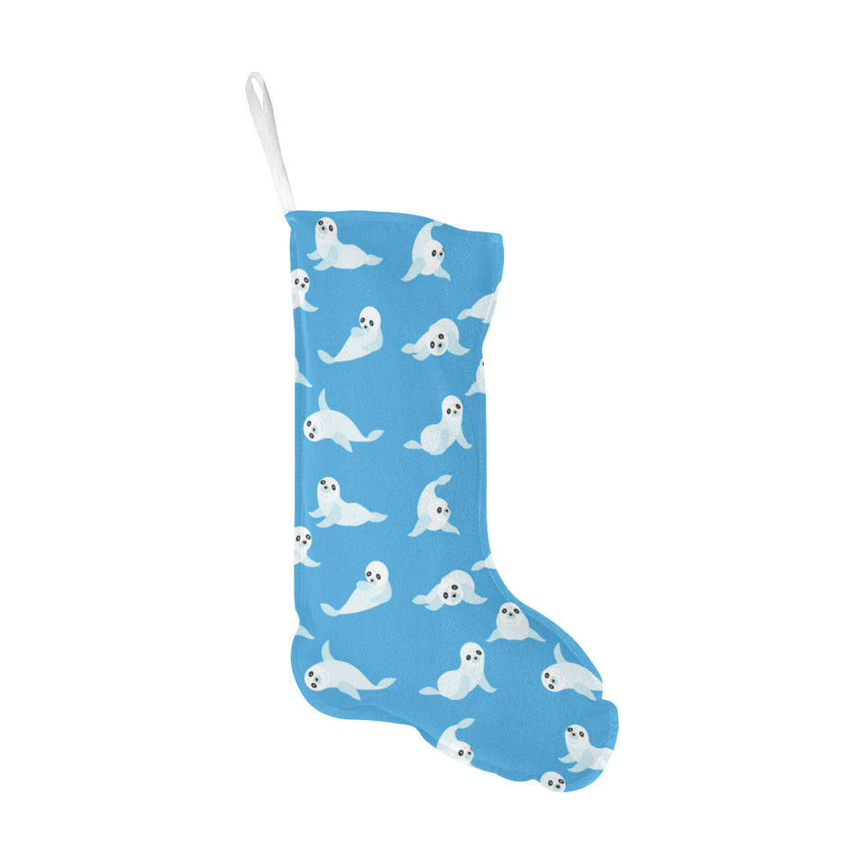 Cute sea lion seal pattern background Christmas Stocking