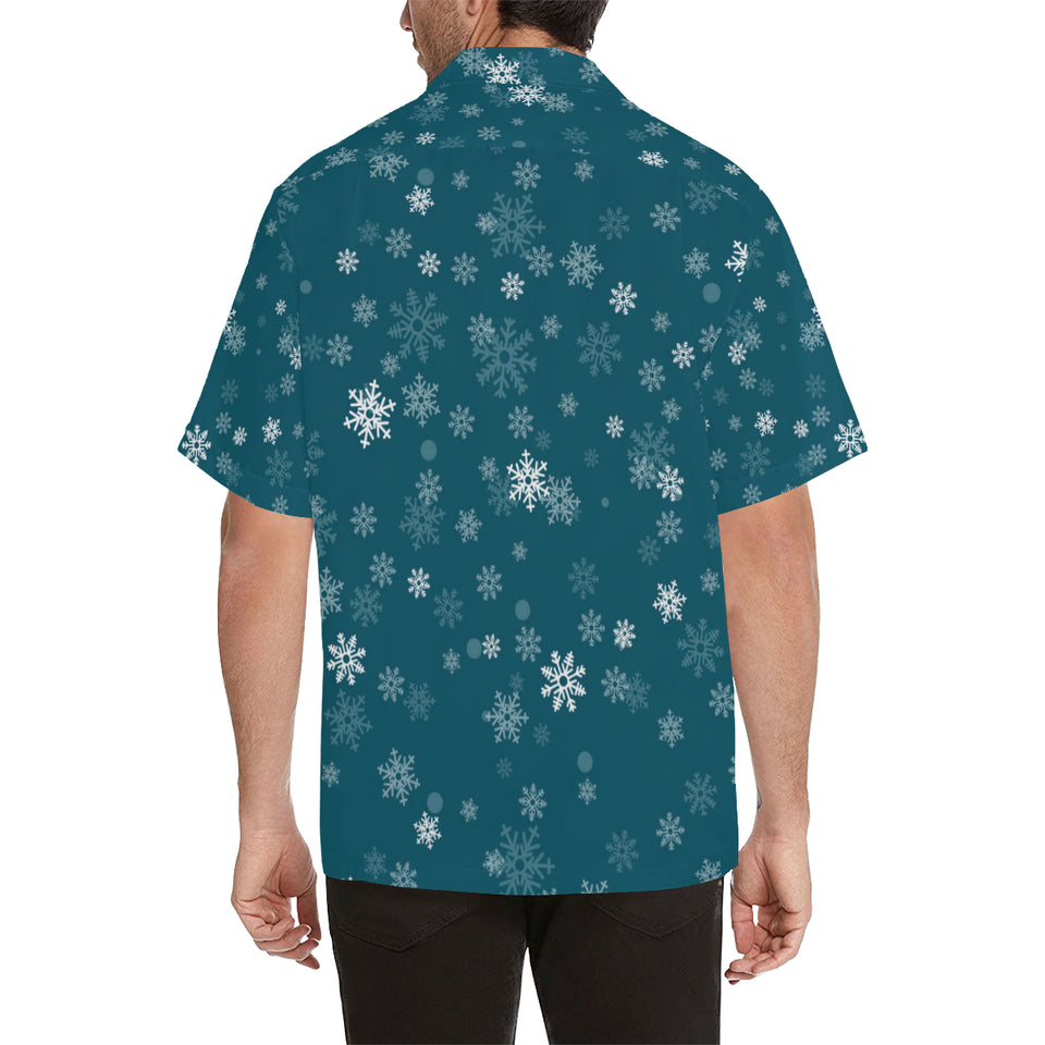Snowflake pattern dark background Men's All Over Print Hawaiian Shirt