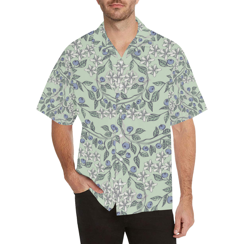 hand drawn blueberry pattern Men's All Over Print Hawaiian Shirt
