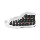Deer Christmas new year pattern argyle Men's High Top Canvas Shoes White