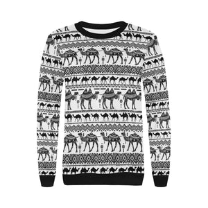 Camel polynesian tribal pattern Women's Crew Neck Sweatshirt