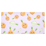 cute onions smiling faces purple background Tablecloth