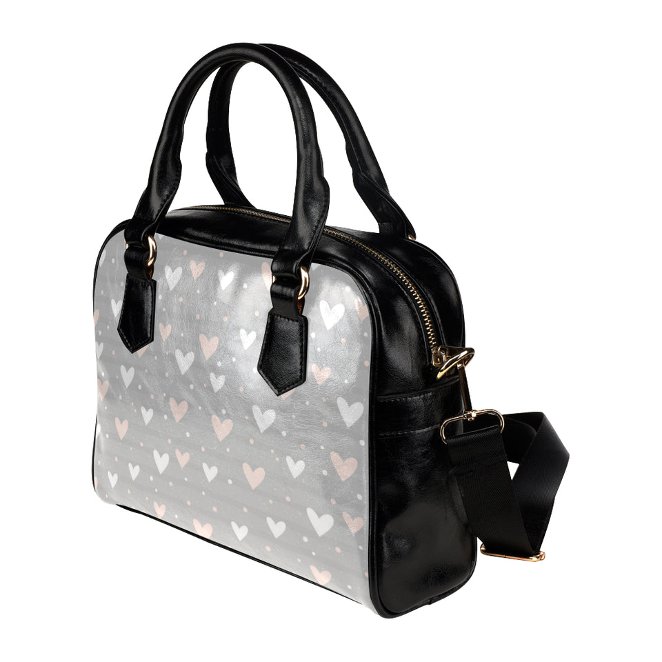 Heart pattern gray background Shoulder Handbag