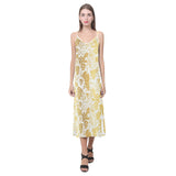 Gold grape pattern V-Neck Open Fork Long Dress