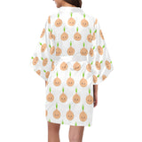 cute onions smiling faces Women's Short Kimono Robe