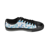Watercolor dolphin pattern Men's Low Top Canvas Shoes Black