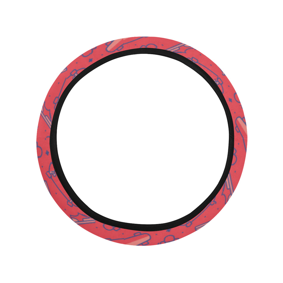 Skate Board Pattern Print Design 01 Car Steering Wheel Cover