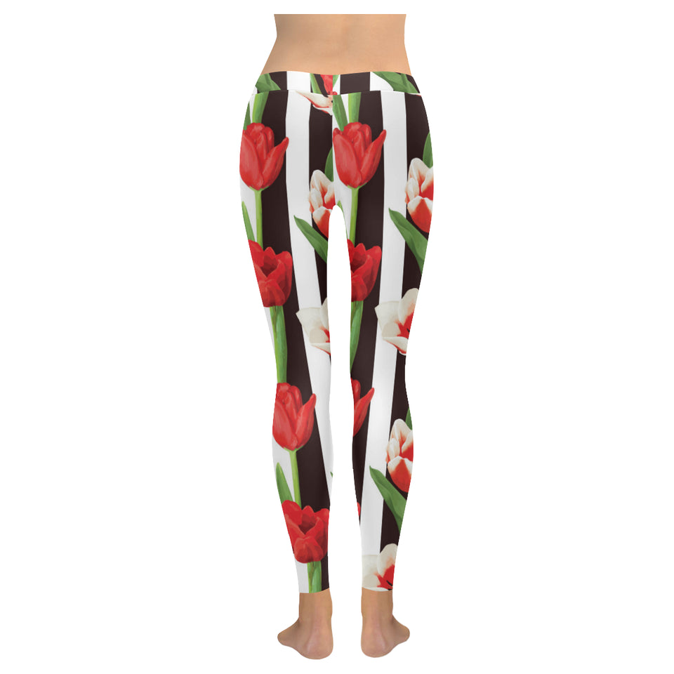 red and white tulips pattern Women's Legging Fulfilled In US