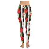 red and white tulips pattern Women's Legging Fulfilled In US