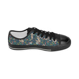 Raccoon tropical leaves pattern Kids' Boys' Girls' Low Top Canvas Shoes Black