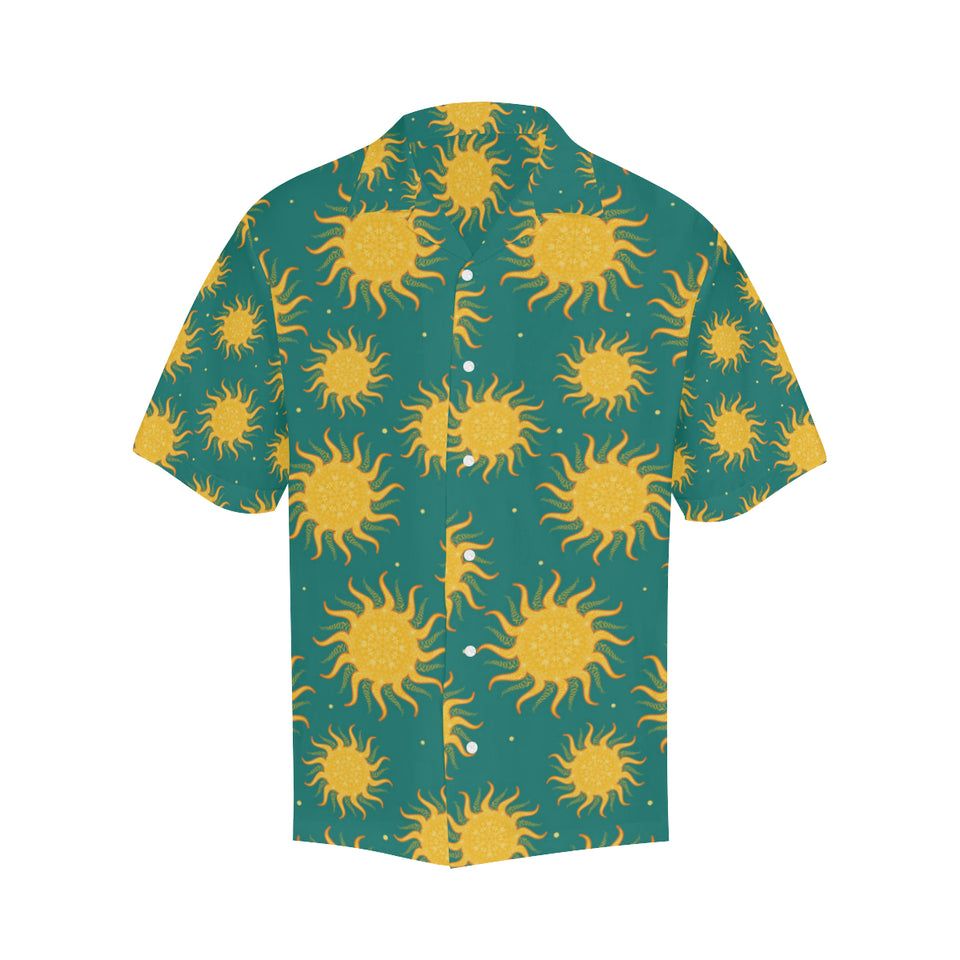 Sun green background Men's All Over Print Hawaiian Shirt