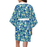 blueberry design pattern Women's Short Kimono Robe