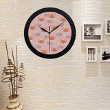 Cute fox pattern pink background Elegant Black Wall Clock
