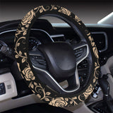Rose Pattern Print Design 04 Car Steering Wheel Cover