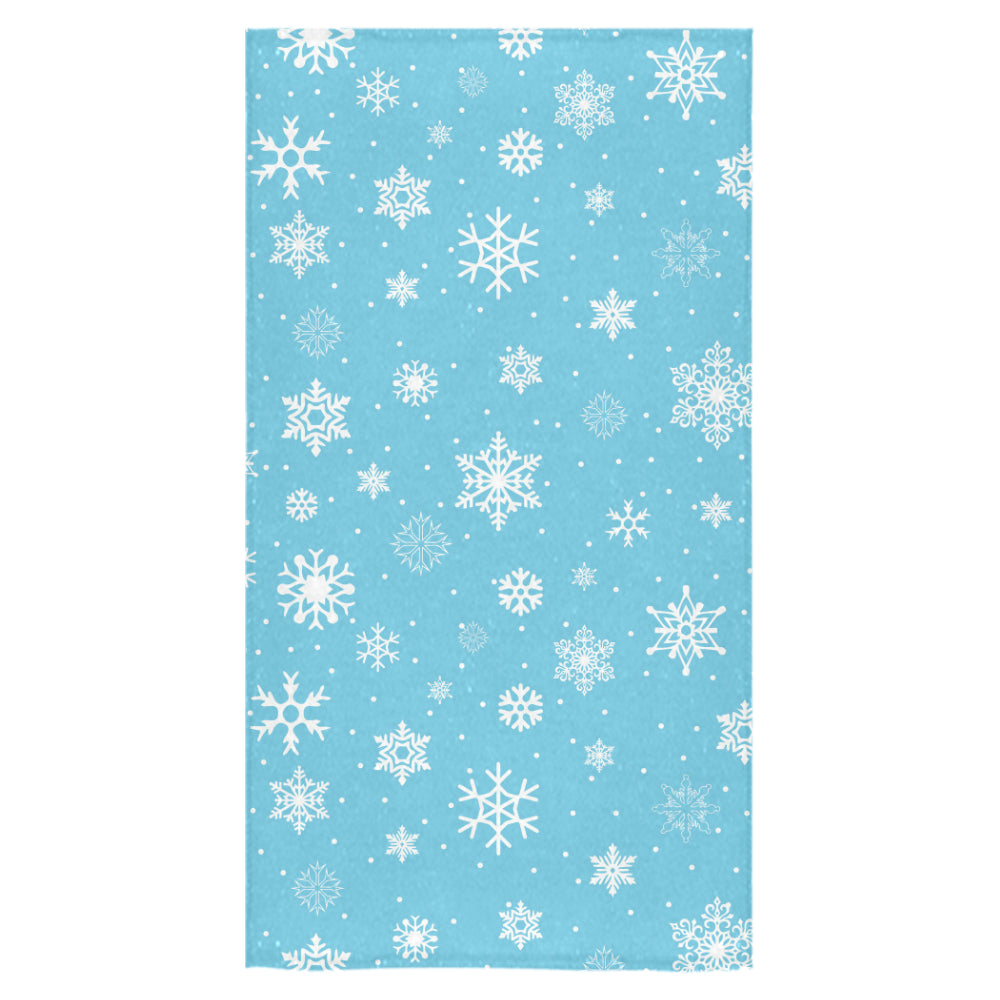 Snowflake pattern blue background Bath Towel
