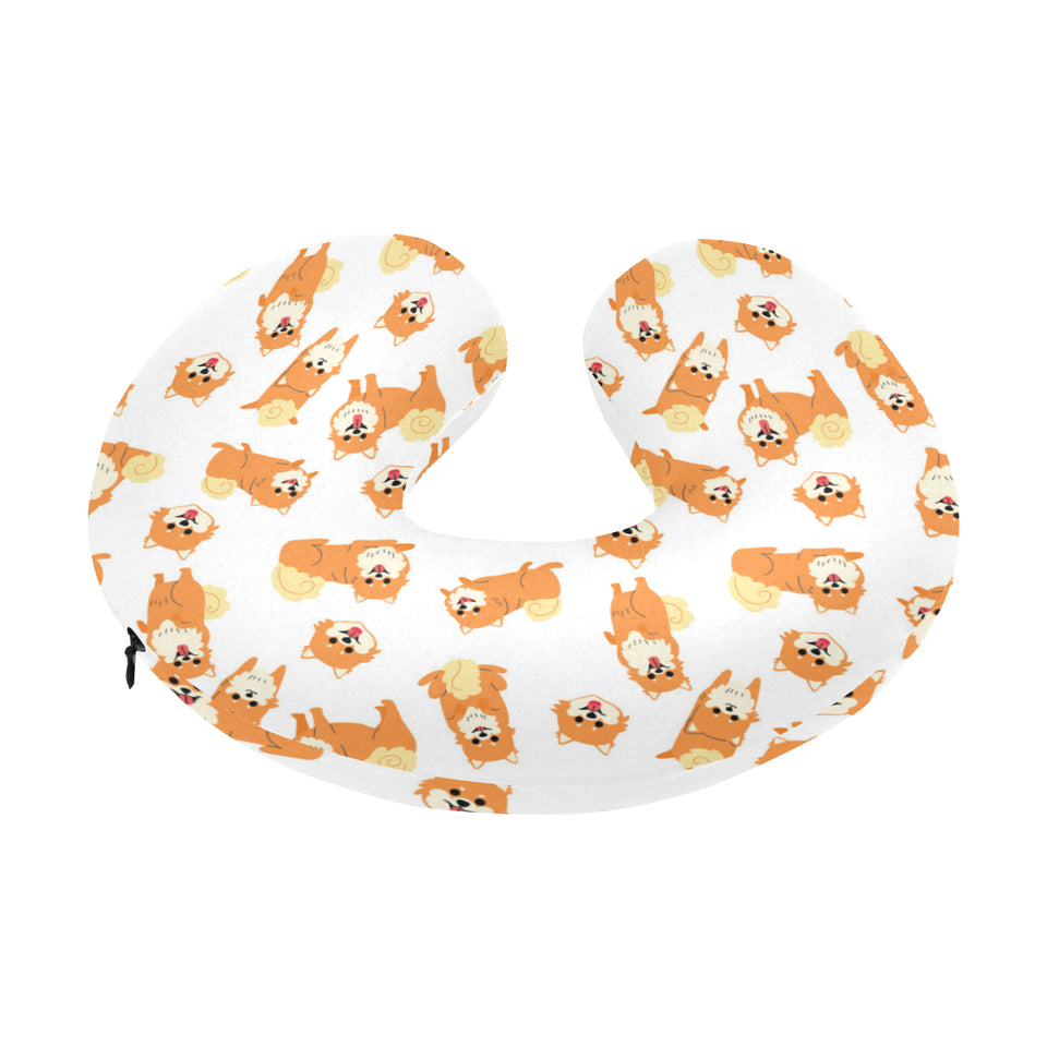 Brown pomeranian pattern U-Shaped Travel Neck Pillow