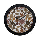 American football ball pattern Elegant Black Wall Clock